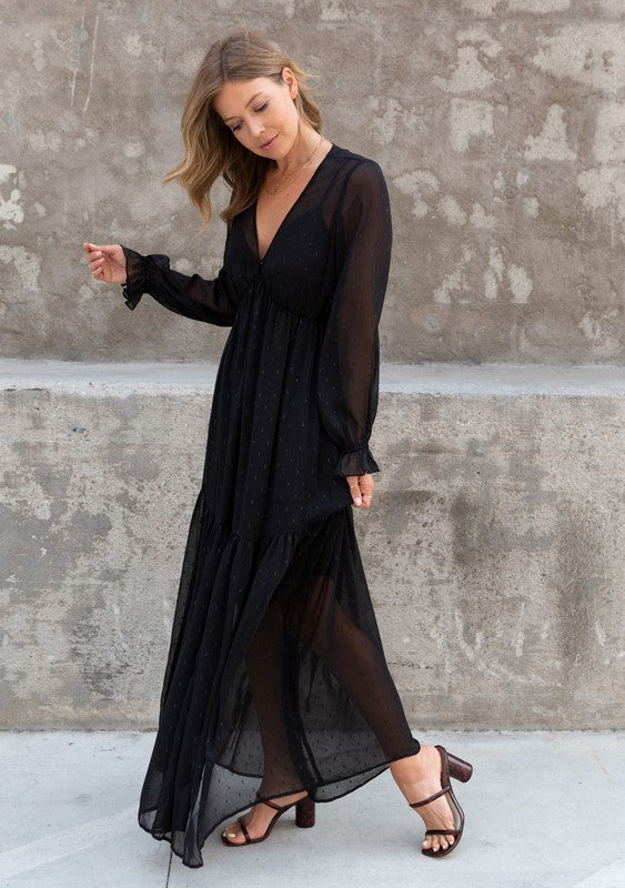 Sheer black maxi outlet dress