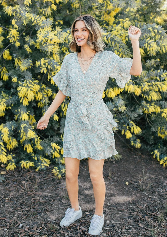 Wild Flower Mini Wrap Dress